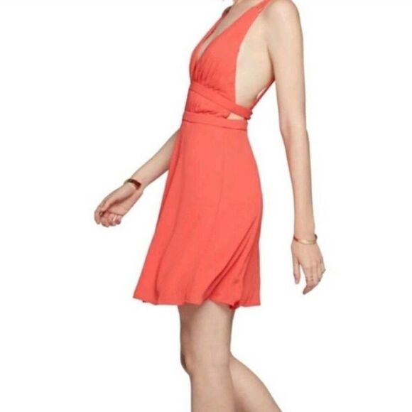Fame And Partners Watermelon Pink Plunging Neckline Cut Out Mini Dress Women’s 4 - Picture 16 of 16